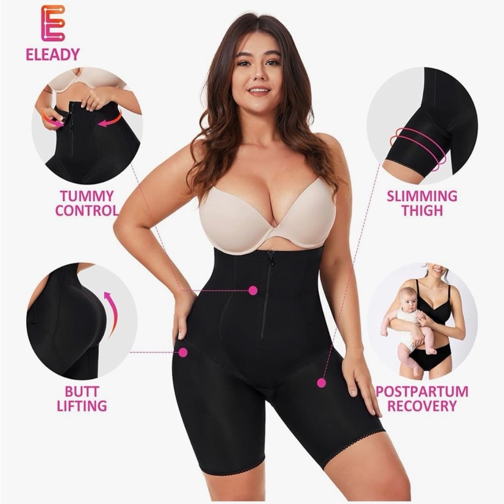 Black High-Waist Shapewear Shorts with Tummy Control